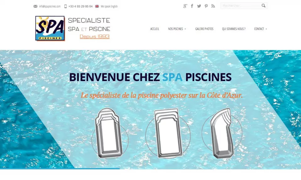 Page d'accueil Spa Piscines Côte d'Azur.