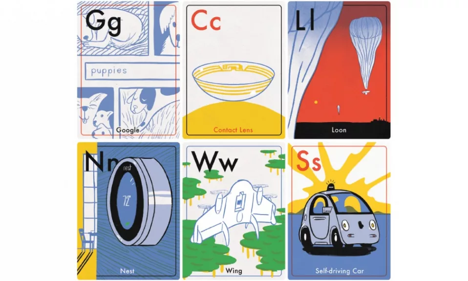 Cartes alphabétiques technologiques illustrées.