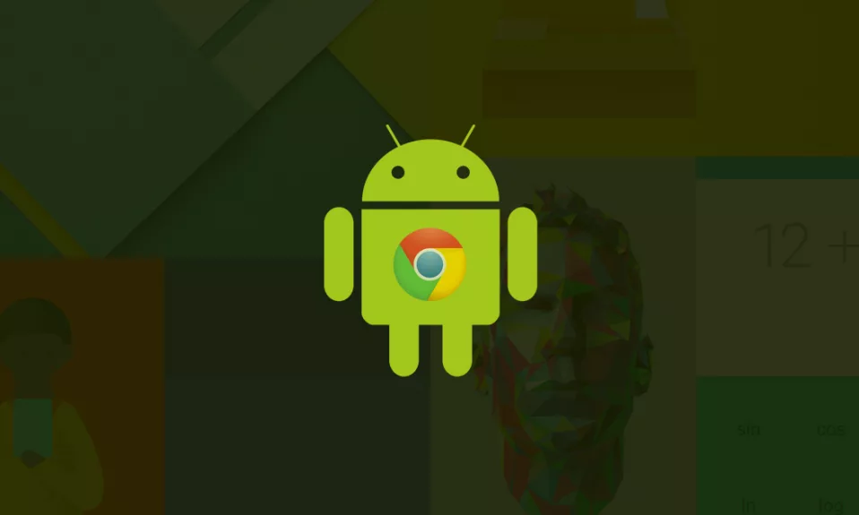 Logo Android Chrome superposé sur fond abstrait.