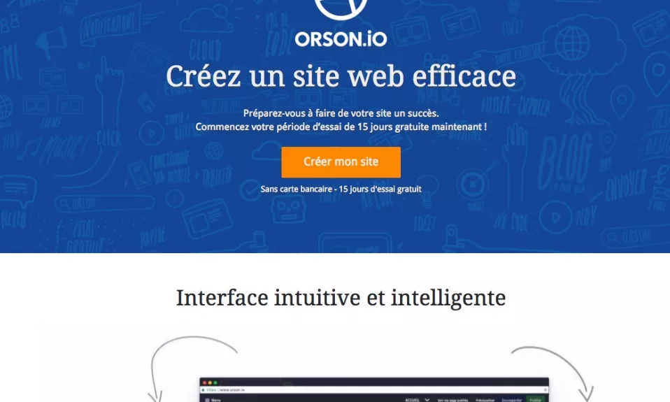 Création site web Orson.io, interface et essai gratuits.